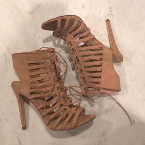 Nude Blush Strappy Cage High Heels